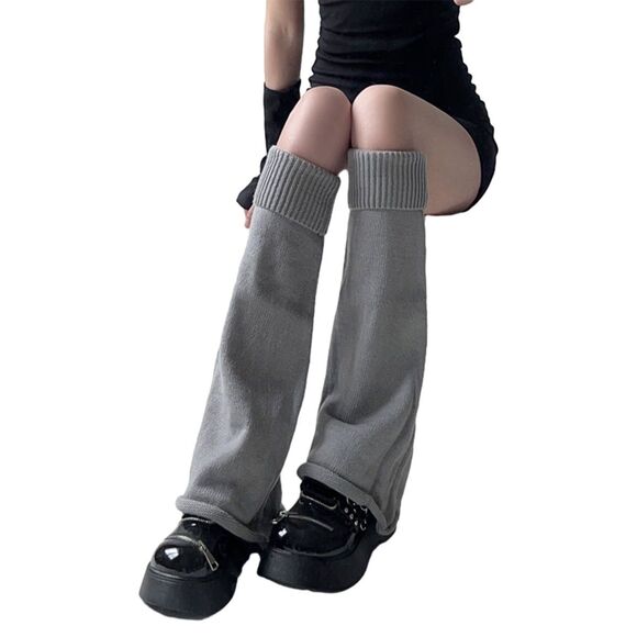 Women’s Leg Warmers Knit Gray Y2K One Size - Picture 1 of 3